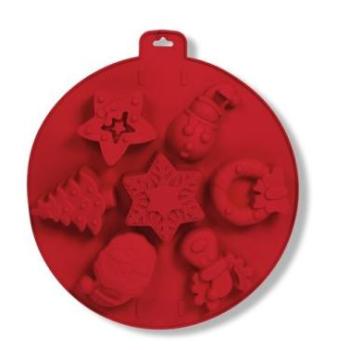 Szilikon muffin sütőforma – 7 adagos, karácsonyi dizájn kép