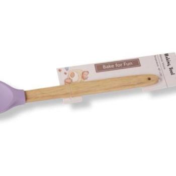 Szív alakú bambusz nyelű szilikon fejű főzőkanál kép