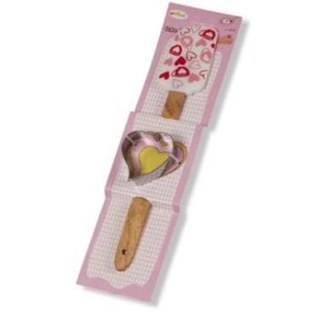 Szív Sütikiszúró és Mintás Szilikon Spatula Szett – Torta Díszítéshez kép