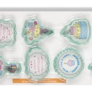 Születésnapi Kiszúró Készlet 8 Részes – Műanyag, Tökéletes Torta Díszítéshez kép