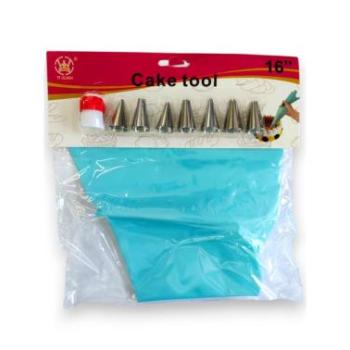 Tortadíszítő szett, 40 cm habzsák, díszítőcsövek, csatlakozó, 9 részes kép