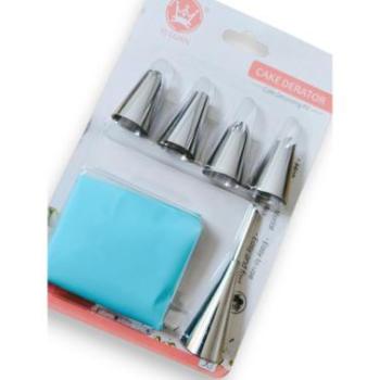 Tortadíszítő szett, 6 részes, szilikon habzsák díszítőcsövekkel kép