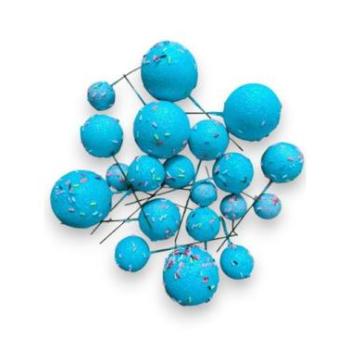 Türkizkék csillámos gömbdekoráció tortára, beszúró  kép