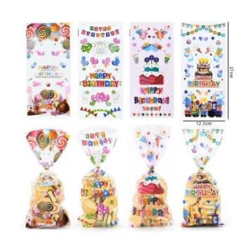Vidám színes Happy Birthday celofán tasak 12 db kép