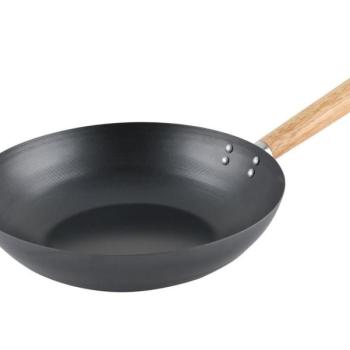 WOK serpenyő - fekete/világos fa - Méretet átmérő 30 cm kép