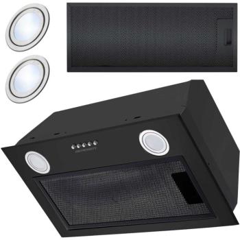 Beépíthető páraelszívó 120 W , 380 m3/h , 60 cm , 2X2W Led , fekete Berdsen kép