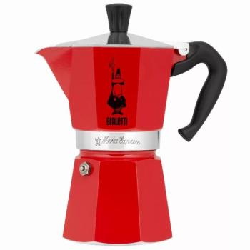 Bialetti Moka Express kotyogós kávéfőző, 6 adagos – piros kép