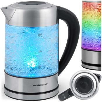 Elektromos üveg vízforraló hőmérséklet-szabályozással 1,7 l 2200 W Berdsen BD-714 kép