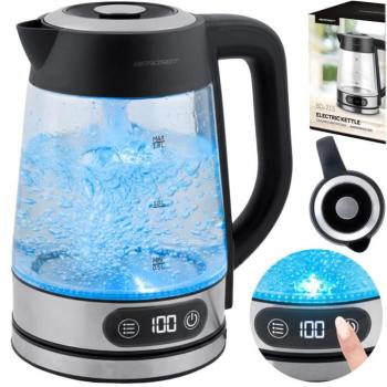 Elektromos üveg vízforraló hőmérséklet-szabályozással 1,8 l 2200 W Berdsen BD-715 kép
