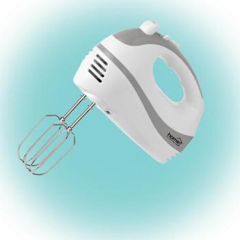 Home HG KM 18 kézi mixer, teljesítmény 250 W, 5 sebességfokozat, TURBO fokozat, habverő és dagasztó karok, fehér kép
