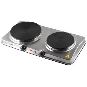 Home hg r 044ss Rezsó, rozsdamentes, dupla hordozható elektromos főzőlap, 1500 W + 1000 W INOX FŐZŐLAP elektromos kép