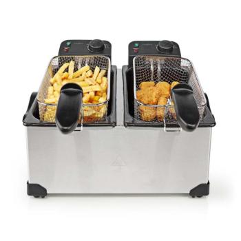 Nedis 2 x 3 literes, dupla kosaras olajsütő, 3600 W Olajsütő térfogat: 6 l | 3600 W | 90 °C | 190 °C kadf601fsr hagyományos olajsütő Zurrichberg zbp76