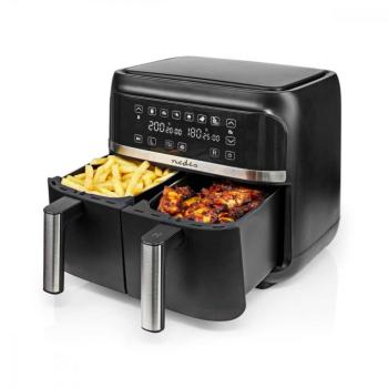 Nedis KAAFD350EBK duplakosaras forrólevegős fritőz fekete 2×3,8l digitális forrólevegős sütő kép