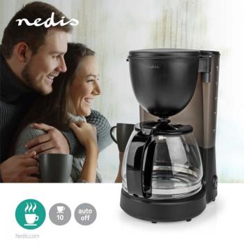 Nedis Kávéfőző 1,25L ,10 csészés professzionális termék -KACM150EBK Kávéfőző | Kávé filter | 1.25 l | 10 Csészék | Melegen tartó funkció | Fekete kép