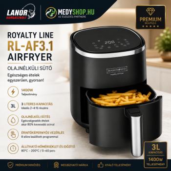 Royalty Line RL-AF3.1 olajnélküli sütő, AirFryer fritőz 1400W 3L kép