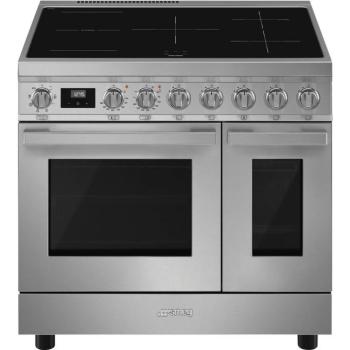 Smeg CPF92IMX Portofino indukciós tűzhely 2 sütőtér inox 90cm kép