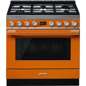 Smeg CPF9GPOR Portofino kombinált tűzhely narancs 90cm kép