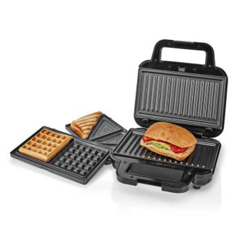 Több grillező | Grill / Sandwich / Waffle | 700 W | 22 x 12.5 cm | Automatikus hőmérséklet-szabályozással | Műanyag / Rozsdamentes Acél kép