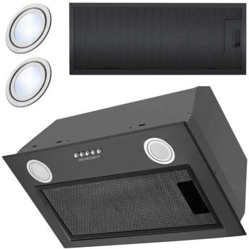 Beépíthető páraelszívó 120 W , 380 m3/h , 51,8 cm , 2X2W Led , fekete Berdsen kép