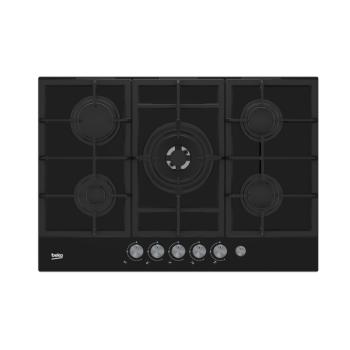 Beko HILW75235S beépíthető gáz főzőlap fekete üveg 75cm kép