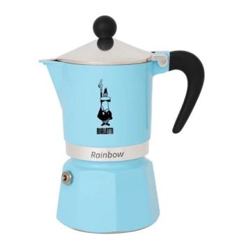 Bialetti Rainbow kotyogós kávéfőző, 3 adagos – világoskék (azzurra)