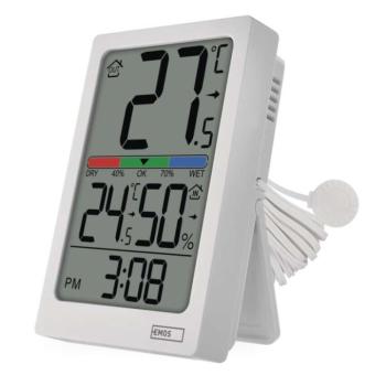 Digitális hőmérő páratartalom-mérővel, vezetékes érzékelővel, ébresztőórával E0558P kép