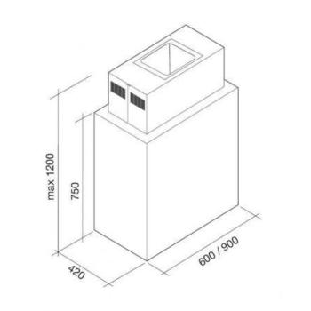 Falmec LAGUNA 60 T800 burkolható Sziget páraelszívó LED világítás 1 db motor, 670 m3/h, 53-63 dB zajszint, 60 cm széles, B Energiaosztály kép