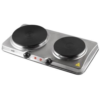 Home HG R 04SS hordozható elektromos főzőlap, dupla, teljesítmény 1000 W + 1500 W, ∅15 cm + ∅18 cm főzőfelület, rozsdamentes készülékház kép
