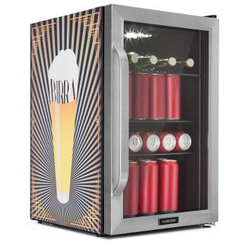 Klarstein Beersafe 70 Birra Edition, hűtőszekrény, 70 liter, 3 polc, panoráma üvegajtó, rozsdamentes acél kép