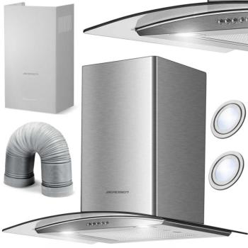 Kürtős konyhai páraelszívó 60 cm , 350 m3/h , inox BT-202 Berdsen kép