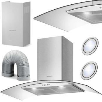 Kürtős konyhai páraelszívó 90 cm , 500 m3/h , inox BT-223 Berdsen kép