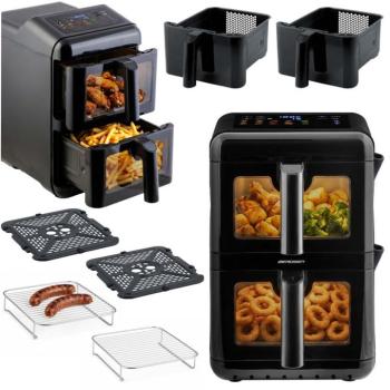 Légkeveréses fritőz, kétkamrás, függőleges, 11,6 l, Berdsen 3000W BD-663 kép