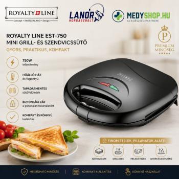 Royalty Line EST-750 mini grill- és szendvicssütő 750W – Fekete kép