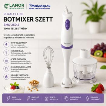 Royalty Line SMS-250.2 botmixer habverővel és aprítóval 250W – fehér/lila kép