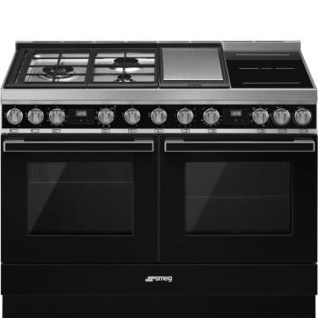 Smeg CPF120IGMPBL Portofino kombinált tűzhely fekete 120cm kép