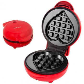 Szívecske formájú mini gofrisütő, piros kép