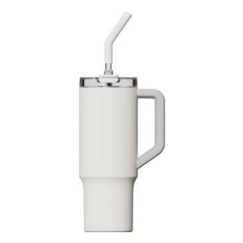 Xiaomi Straw Mug, Normál, 1 L, Bögre, Univerzális, Fehér, Szilikon, Rozsdamentes acél kép