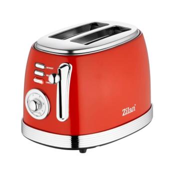 Zilan ZLN7040 retró kenyérpirító, 850 W, 6 fokozat, 2 szeletes, STOP funkció, piros kép
